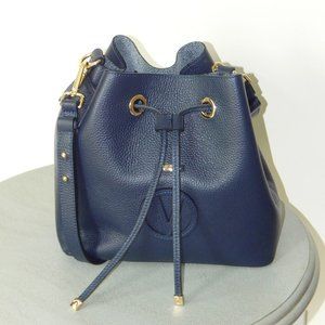 Valentino by Mario Valentino Karl Medallion Leather Bucket Bag VA2865 Authentic